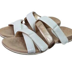 Vionic Hadlie Leather Strappy Comfort Slide Sandals Hook Loop Walking Womens 9